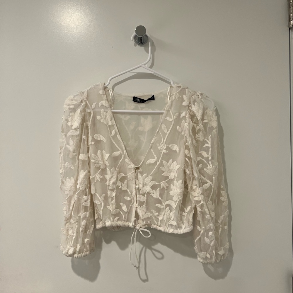 Zara Embroidered Crop Top